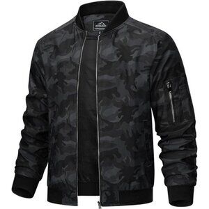 Men's Bomber Jacket Lightweight Casual Spring Fall Windbreaker Zip Up Coat